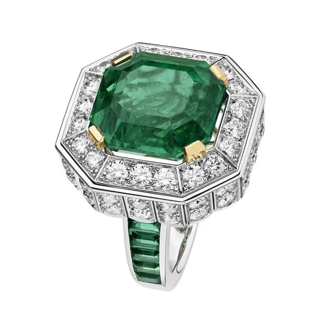 Saturnzoom Emerald High-carbon Haute Couture Green Diamond Ring