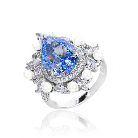 SUVIEN Limited Edition Hign-carbon Blue Diamond Ring