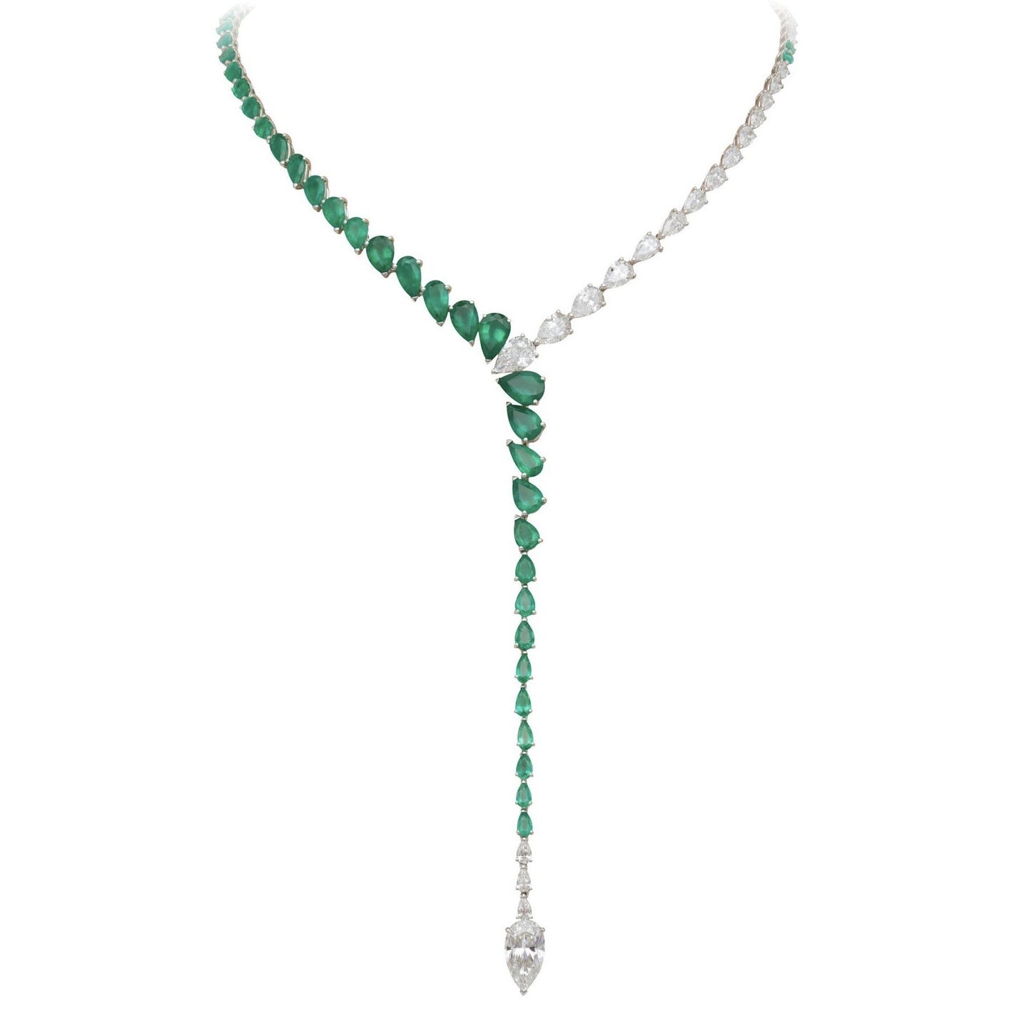 Saturn Zoom Collection Emerald High-carbon Diamond Necklace